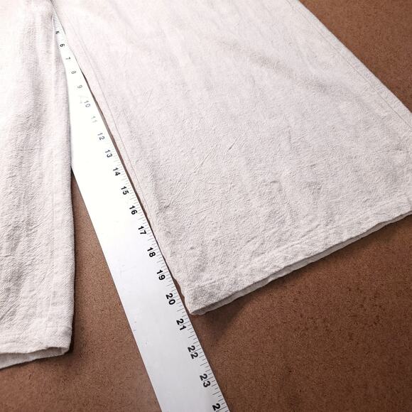 Hem & Thread Pant Jumpsuit Women M Beige Linen Blend Crossover Straps Boho 70s - Picture 8 of 12